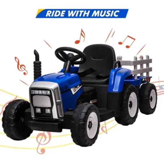 Acekool 12V Electric Tractor with Trailer & Remote, 7-LED Lights, MP3, 25W Motor, EVA Tires image {2}