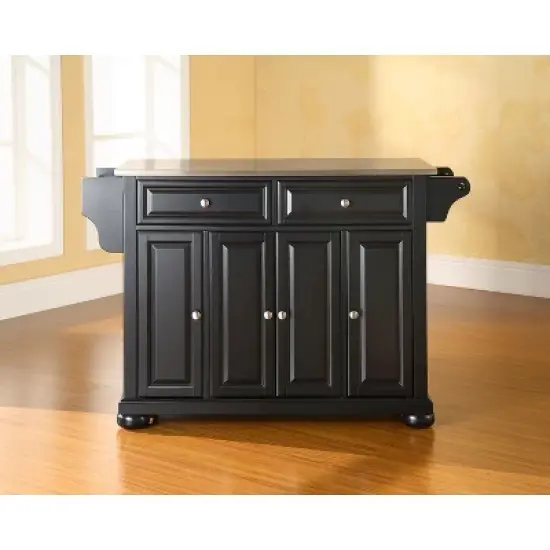 Alexandria Stainless Steel Top Kitchen Island Wood/Black - Crosley image {2}