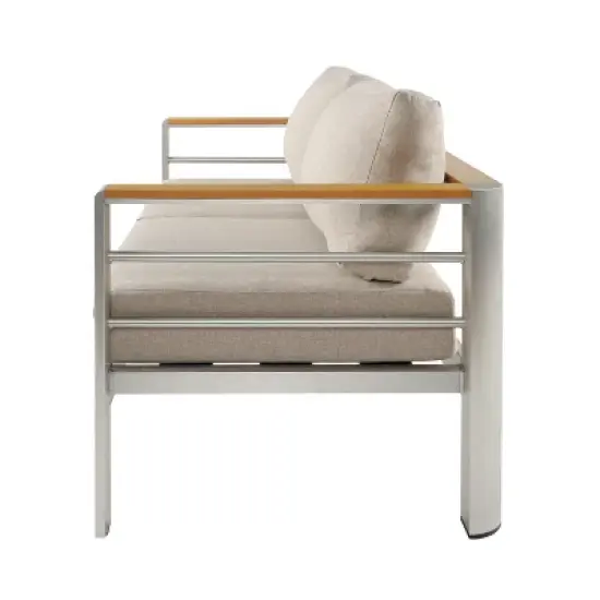 GDFStudio Amias 55" Patio Aluminum Loveseat with Cushions image {3}