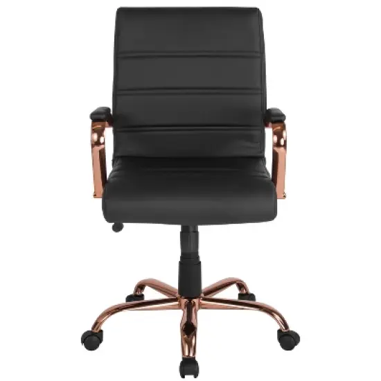 Emma and Oliver Mid-Back Executive Swivel Office Chair with Metal Frame and Arms image {8}