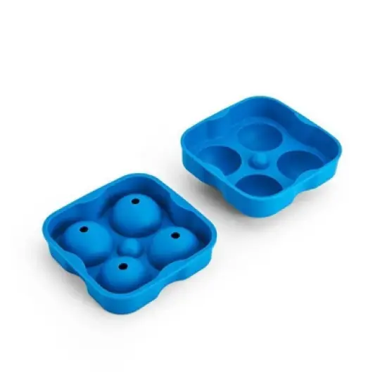 Houdini Ice Sphere Tray: Silicone Whiskey Ice Mold, Reusable  Dishwasher Safe, Turquoise Blue, 4 Cavities image {1}