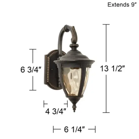 John Timberland Vintage Outdoor Wall Light LED Fixtures Set of 2 Bronze 13 1/2" Champagne Glass for Exterior House Porch Patio image {7}