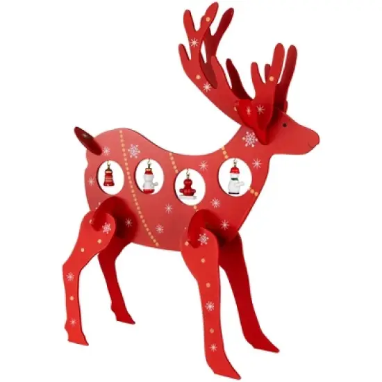 Northlight Reindeer Cut-Out Ornament Holder Christmas Decoration - 13.25" - Red and White image {3}