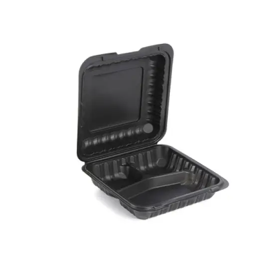 Northlight 150-Count Single Compartment Hinged Black Meal Prep/Take Out Containers - 9" image {1}