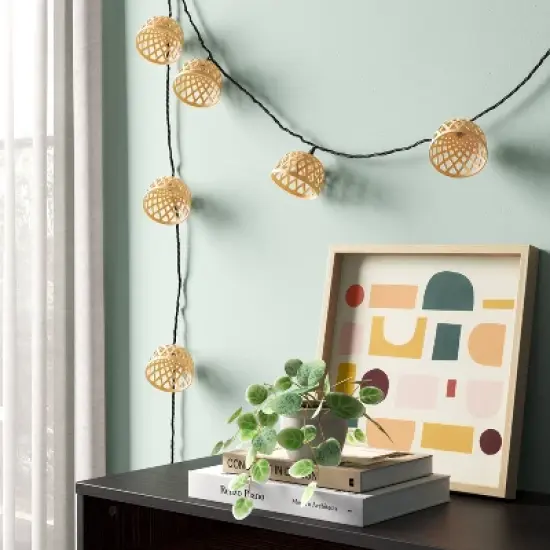 10ct Woven Shaded String Lights with Clear Bulbs - Room Essentials&trade;: LED Lantern, Indoor/Outdoor Use, UL Listed image {2}