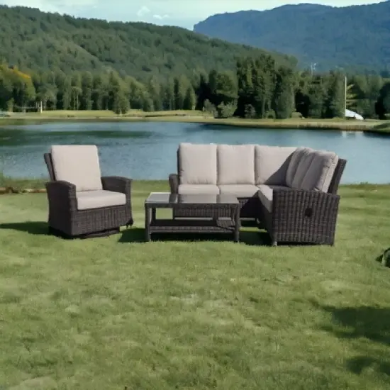 Courtyard Casual Cheshire 5 pc Recline Sectional Set with Swivel Glider and Coffee Table image {1}