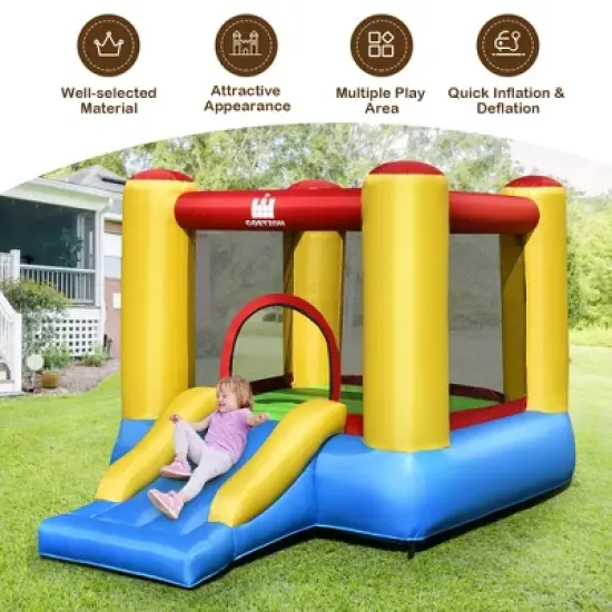 Costway Inflatable Bouncer Kids Slide Bounce House for Indoor Outdoor without Blower image {4}