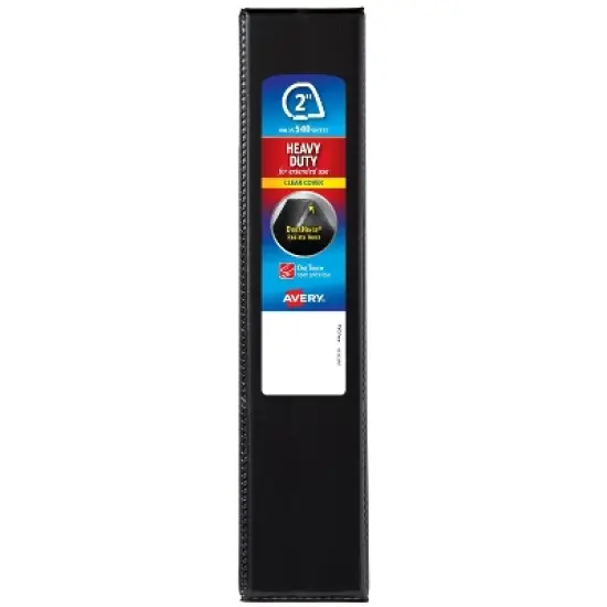 Avery 2" 540 Sheet Heavy Duty Ring Binder Black: D Rings, 530 Sheet Capacity, 4 Pockets, Clear Cover image {3}
