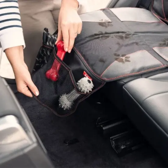 Diono Super Mat Car Seat Protector for Under Car Seat Includes 3 Mesh Storage Pockets Crash Tested - Black image {6}