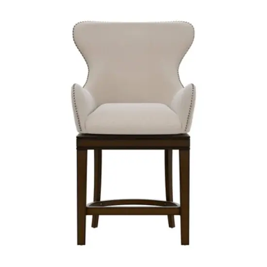25.75" Caydena Memory Return Swivel Wood Counter Height Barstool Rustic Gray/Cream Fabric - Hillsdale Furniture image {3}