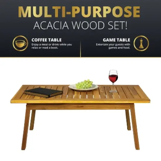 Kinger Home Cheryl 4-Piece Acacia Wood Patio Furniture Set Stylish Outdoor Patio Furniture with Waterproof Cushions image {3}