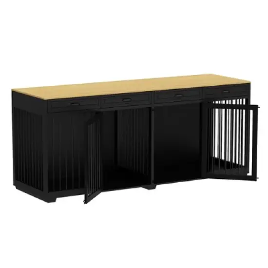 Famapy Spacious Large Double Dog Cage Furniture with Multiple Drawers image {1}