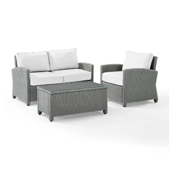 Bradenton 3pc Outdoor Conversation Set with Loveseat & Armchair with Coffee Table - Crosley
 image {7}