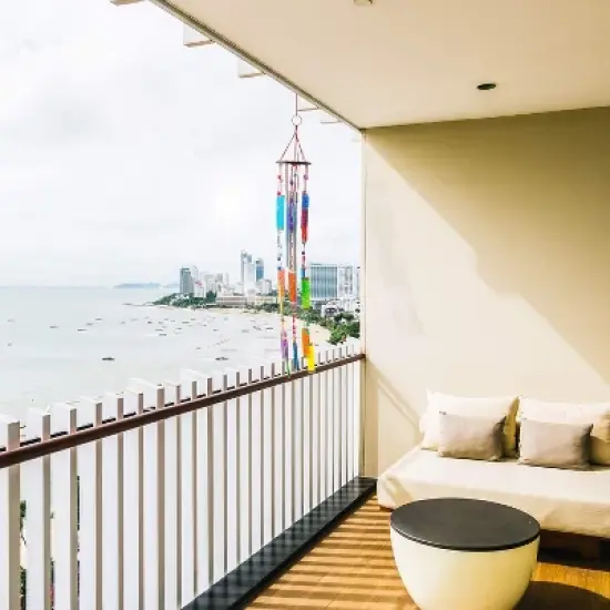 Beachcombers Colorful Glass Painted Sun Catcher Coastal Wind Chime Tropical Decor Ocean Decoration image {2}