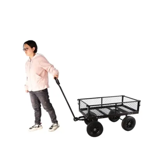 SKRAN Solid Wheels Large-Capacity mesh Steel Garden Trolley with Detachable Side Without Inflatable Tires,The Load can Reach 1100 pounds image {8}