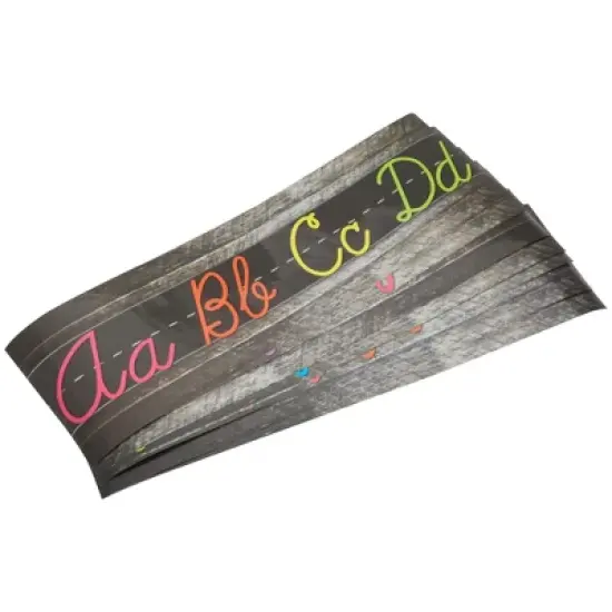 Bright Creations 9 Pack Cursive Alphabet Wall Strip, Numbers Bulletin Board Borders for Classroom, 21x6 In image {5}
