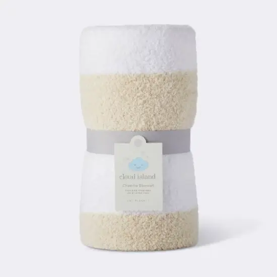 Chenille Stripe Baby Blanket - Khaki and White Stripes - Cloud Island&trade; image {3}