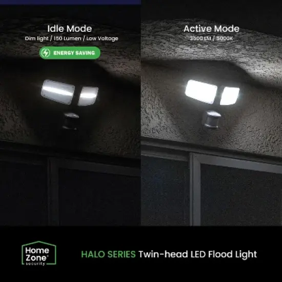 Home Zone Security&reg; 3,000-Lumen Twin-Head Halo Dual-Brightness LED Security Floodlight in White image {6}