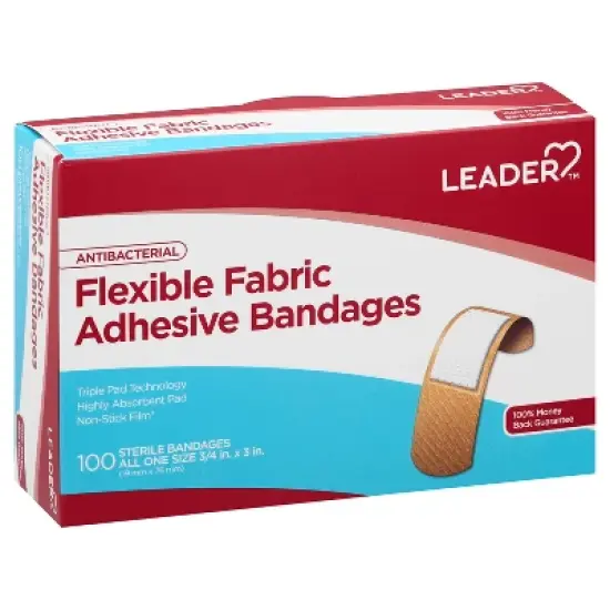 Leader All One Size Antibacterial Flexible Fabric Adhesive Bandages 100 ea image {7}
