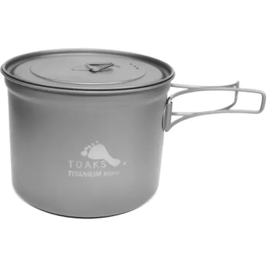 TOAKS 900ml D115mm Titanium Camping Cooking Pot with Foldable Handles image {1}