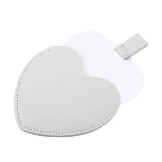 Unique Bargains Stainless Steel Heart Shaped Compact Makeup Mirror and PU Leather Case image {11}