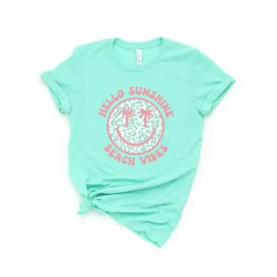 Simply Sage Market Women's Hello Sunshine Leopard Smiley Face Short Sleeve Graphic Tee image {2}