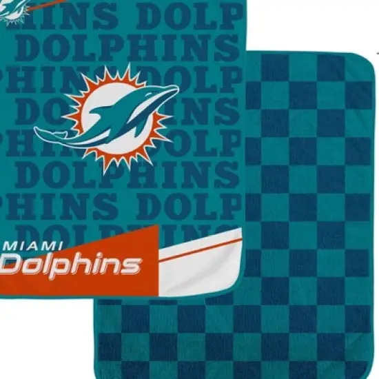 NFL Miami Dolphins Diagonal Ghost Checker Double Sided Ultra Cozy Blanket image {1}