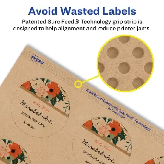 Avery Kraft Brown Round Labels with Sure Feed, 2" diameter image {3}