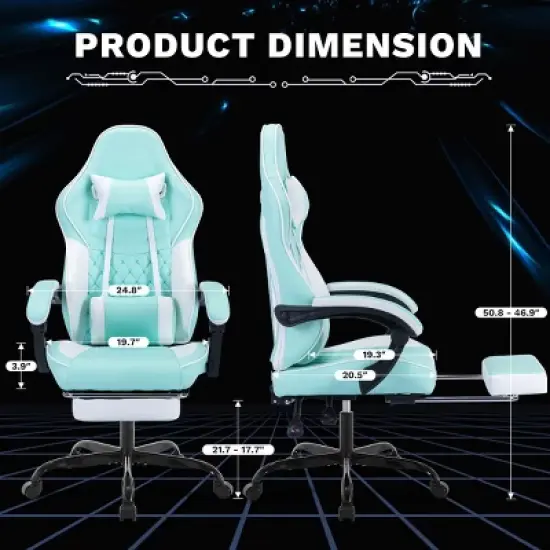 Ergonomic Massage Gaming Chair with Footrest,Racing Style Computer Chair with PU Leather and Adjustable Headrest-The Pop Home image {3}
