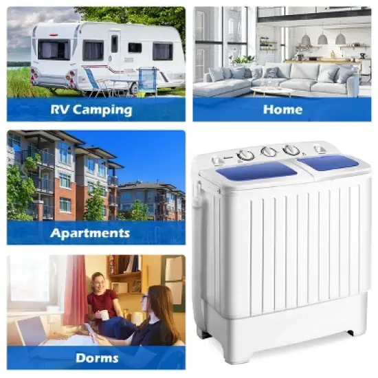 Costway Portable Mini Compact Twin Tub 20lb Washing Machine Washer Spin Dryer image {2}