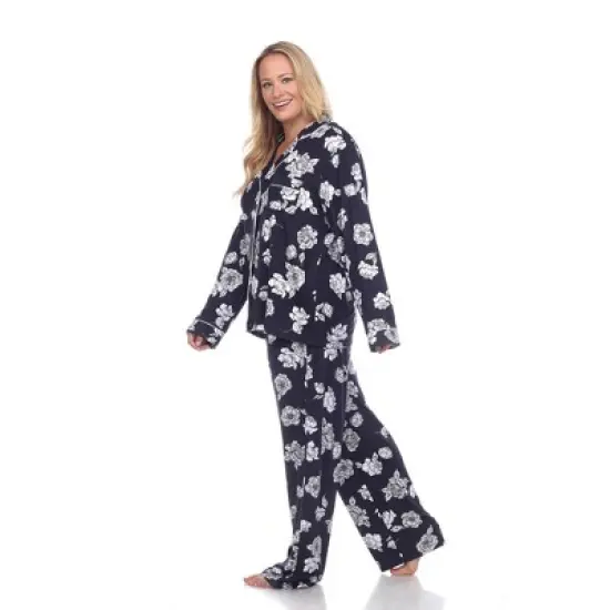 Plus Size Long Sleeve Floral Pajama Set - White Mark image {2}