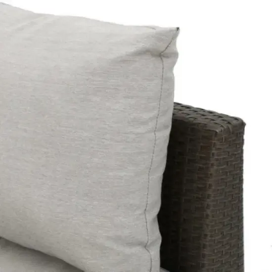 5-Piece Outdoor Wicker Half-Circle Patio Conversation Set with Cushions, Modular Sectional Sofa and Coffee Table for Backyard-The Pop Home image {6}