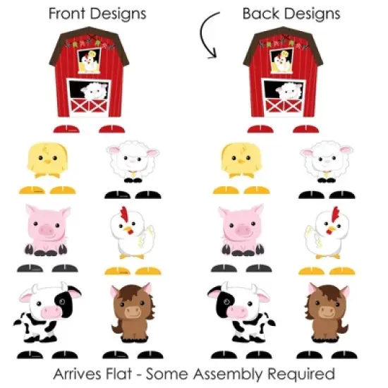 Big Dot of Happiness Farm Animals - Barnyard Baby Shower or Birthday Party Centerpiece Table Decorations - Tabletop Standups - 7 Pieces image {4}