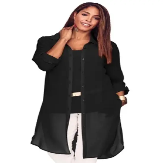 Jessica London Women&rsquo;s Plus Size Sheer Georgette Mega Tunic image {2}