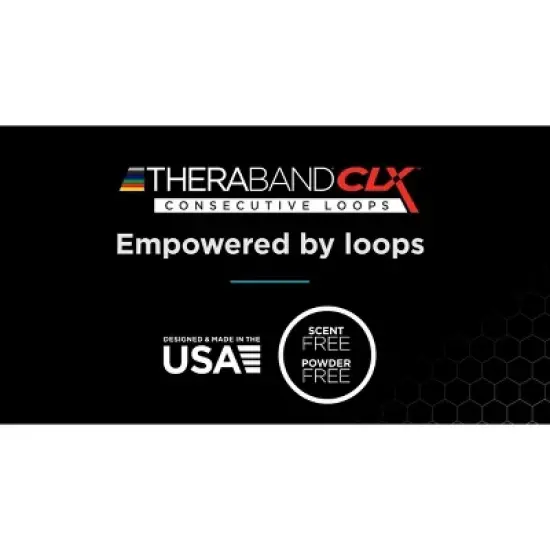 THERABAND CLX Band with Loops, 5 FT, Gold, Max Thickness, 14.2 LBS Resistance, Level 8, Latex Free image {2}