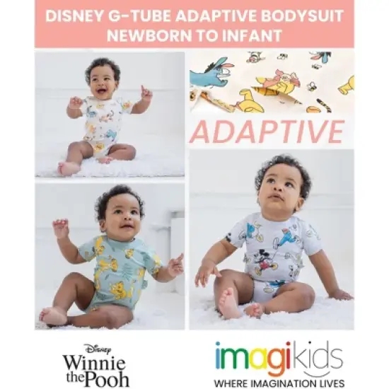 Disney G-Tube Adaptive Baby Bodysuit Mickey Mouse Lion King Winnie the Pooh Pluto Simba Piglet Newborn to Toddler image {1}