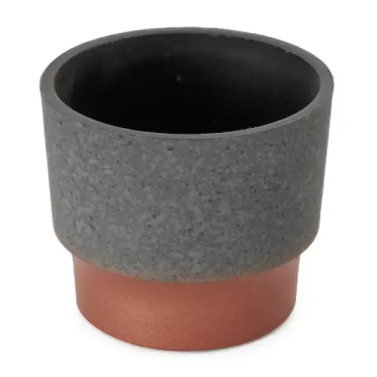 The HC Companies 3 Inch Round Plastic Sprite Decorative Indoor Flower Succulent Planter Pot with Drain Plug Hole, Faux Concrete Copper (2 Pack) image {2}