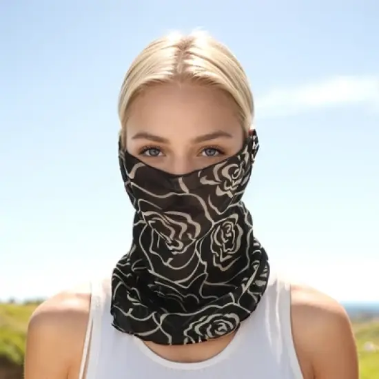 Unique Bargains Rose Print Earloop Neck Gaiter 1 Pc image {1}