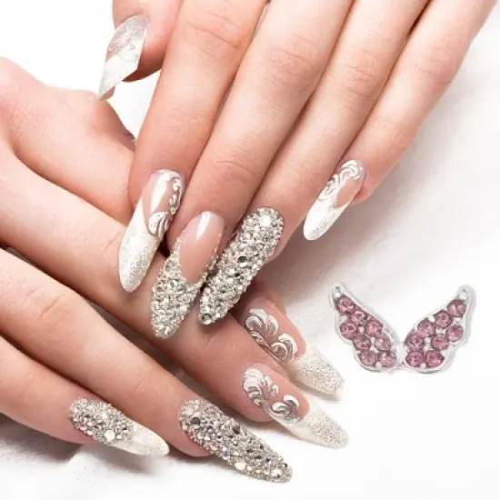 Unique Bargains 7 Grids Rhinestone Nail Supplies Pink 1 Set image {5}