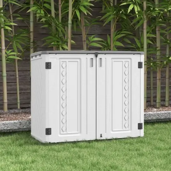 WELLFOR 185 gal Horizontal Storage Deck Box Beige image {8}