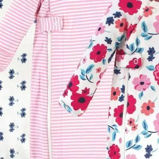Touched by Nature Baby Girl Organic Cotton Zipper Long-Sleeve Gowns 3pk, Garden Floral image {2}