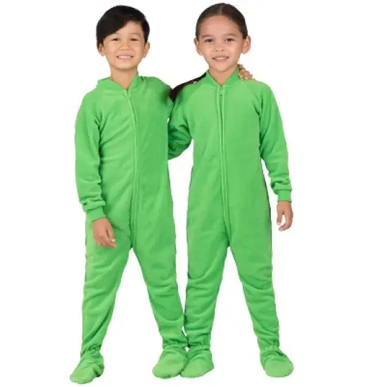 Footed Pajamas - Emerald Green Toddler Fleece Onesie image {5}