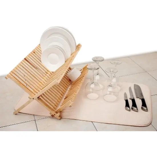 Norpro 24" x 18" Washable Microfiber Dish Drainer Glass Drying Mat Pad - Cream (2 Pack) image {2}