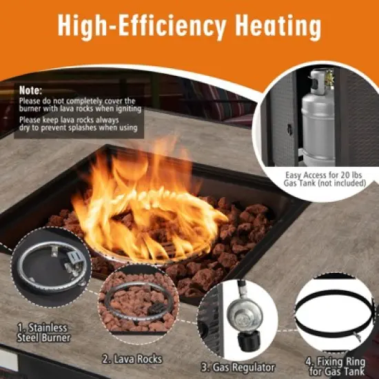 Tangkula 9 PCS Outdoor Patio Furniture Set w/ 30" Propane Fire Pit Table PE Wicker Space-Saving Sectional Sofa w/ Storage Box and Cushions Black/Gray/Navy/Red/Turquoise/Off White image {7}