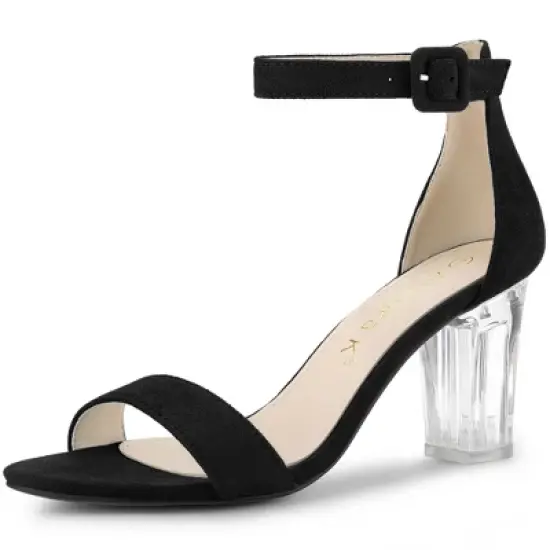 Allegra K Women's Ankle Strap Clear Heel Chunky Heels Sandals image {7}