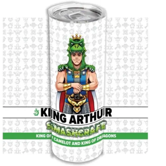 SMASHCRAFT 20 ounce Stainless Steel Double Walled Insulated Travel Tumbler Coffee Mug Cup, King Arthur Comic image {1}