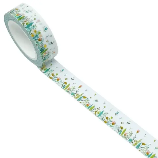 Wrapables Gold and Silver Foil Washi Masking Tape, Petite Floral, 15mm x 10M image {1}