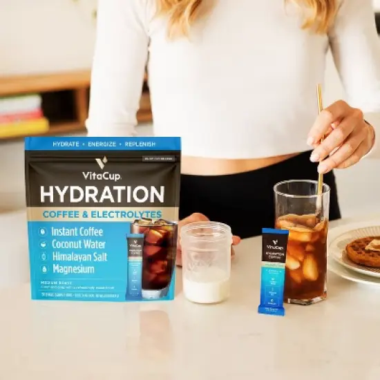 VitaCup Hydration Coffee Instant Packets w/ Electrolytes & Magnesium Medium Roast - 36ct image {3}