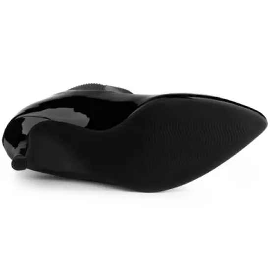 Allegra K Women's Back Zip Stiletto High Heels Ankle Boots image {5}