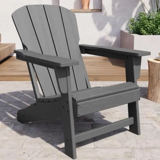 Modern Oversized HDPE Adirondack Chair Poly Lumber Firepit Chair Wood Grain Texture Ergonomic 380LB image {8}